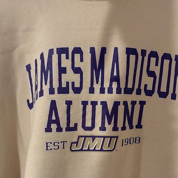 Gildan Cream Hoodie with Purple Print - Picture 3 of 7